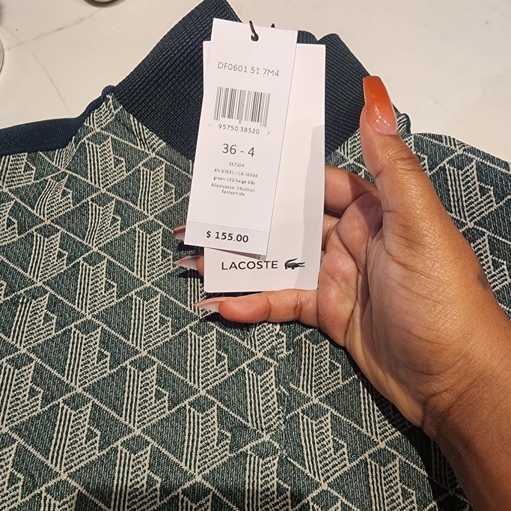 Lacoste Green Patterned Polo and Pants Set - Picture 2 of 8